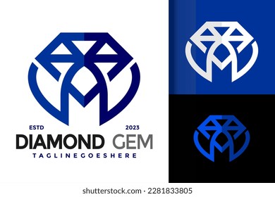 Letra M gema de diamante icono de vector