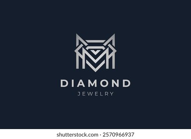 Letter M Diamond logo, letter M with diamond combination, usable for brand and company logos, jewelry logo design template element, vector illustration