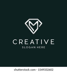 Letter M Diamond Luxury Creative Logo