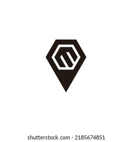 Letter m in diamond, polygon geometric symbol simple logo vector