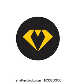letter m diamond shape logo vector