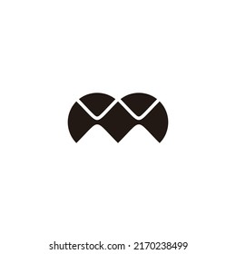 Letter M diamonds, circle geometric symbol simple logo vector