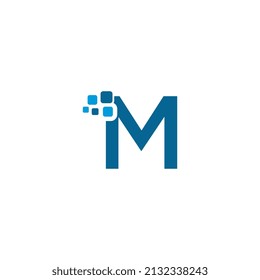Letter M digital pixel logo design template element, featuring a modern tech-inspired style—perfect for IT companies, digital agencies, startups, or brands seeking an innovative and futuristic visual 