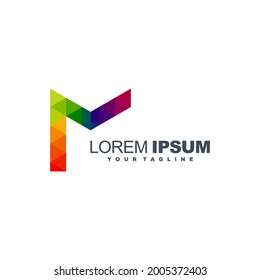letter M digital technology color logo design
