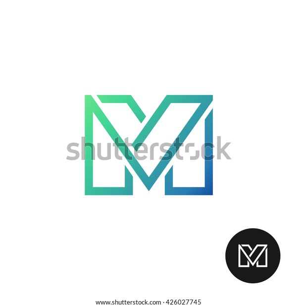 Letter M divided wide line style colorful logo. Linear\
letter M symbol. 