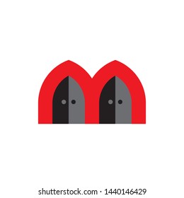 Letter M with Door logo design