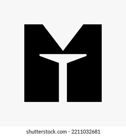 Letter M Door Logo Design Combined With Minimal Open Door Icon Vector Template
