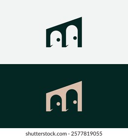 Letter M Door Logo Design Combined With Minimal Open Door Icon Vector Template
