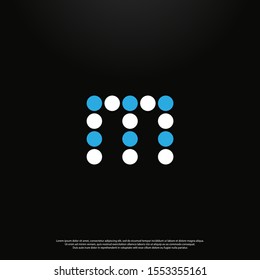 Letter M dot Logo icon monogram design. Vector graphic design template element. black background.