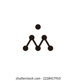 Letra M dot, moléculas símbolo geométrico simple vector de logotipo