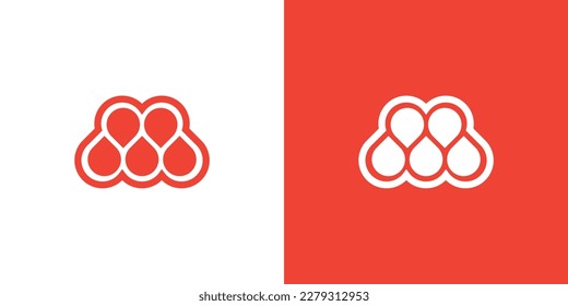 
Letter M dot tech Logo-Designvorlage auf weißem und rotem Hintergrund