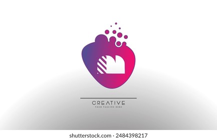 Letra M con puntos y burbujas. Plantilla de diseño de logotipo de limpieza
