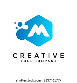Elemento vector de plantilla de diseño de logotipo de puntos M de letra