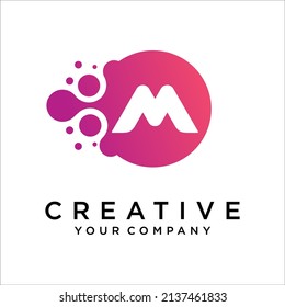Elemento vector de plantilla de diseño de logotipo de puntos M de letra