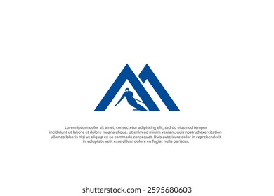 letter m or double a snow mountain ski logo
