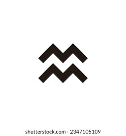 Letter M double, square geometric symbol simple logo vector