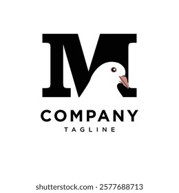 Letter M Dove Logo Icon Vector