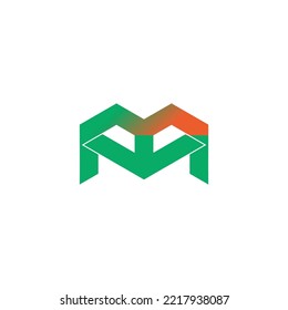 letter m down arrow geometric gradient logo vector 