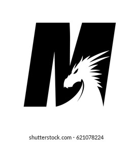 Letter M +Dragon Head - Black