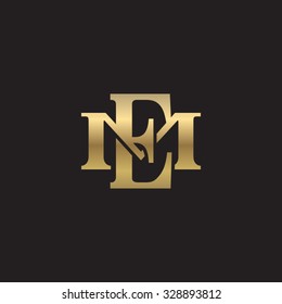 Letter M And E Monogram Golden Logo