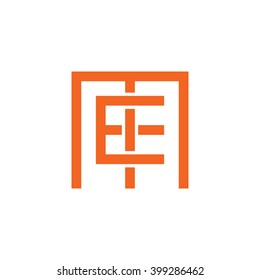 Letter M And E Monogram Square Shape Logo Orange