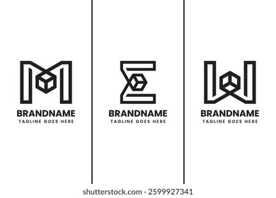 Letter M E W Box Logo, symbolizing balance, harmony, and structure