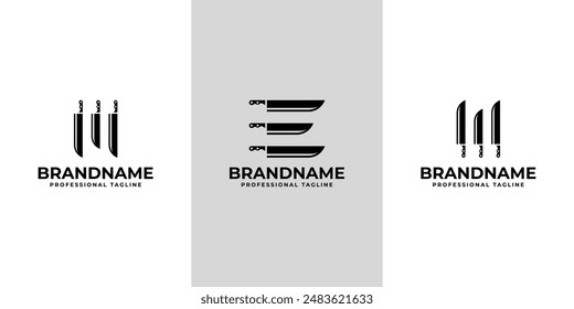 Letter M, E, or W Knife Logo, for Butcher Shops or Restaurant Branding