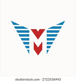 Modelo vetorial do conceito do logotipo do projeto da águia da letra M