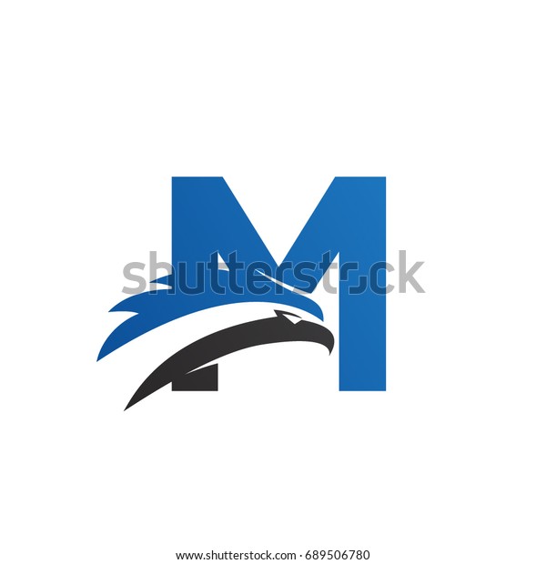 Letter M Eagle Head Logo Blue Stock Vector (Royalty Free) 689506780