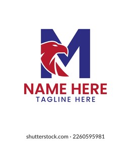 Plantilla de vectores de diseño de logotipo de águila M de letra