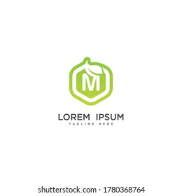 Letter M eco leaf logo icon design template elements