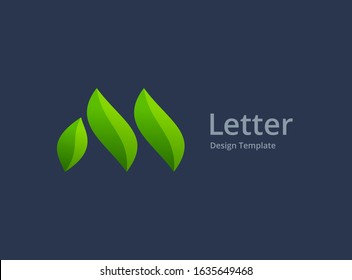 Letter M eco leaves logo icon design template elements