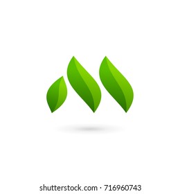 Letter M eco leaves logo icon design template elements