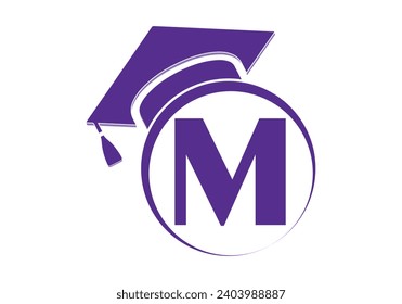 Letter M Education and graduation Logo Design Vector Template. 