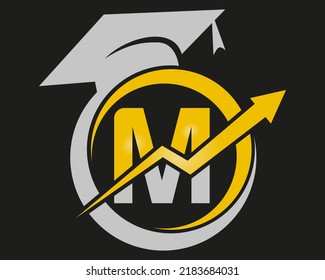Letter M education logo icon design, vector illustration