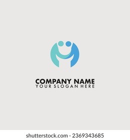 Letter M Elderly Care with smile Logo Template