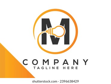 Letter M electric bulb Design Vector Template. industrial and technology logo symbols