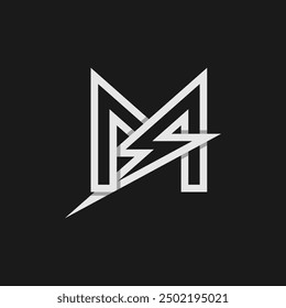 letter M electric logo, tunder bolt design logo template, vector illustration