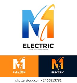 Letter M Electric Logo Vektorgrafik Design. Geeignet für Initial Lightning Bolt, Corporate, Technologie und Poster Illustrationssymbol