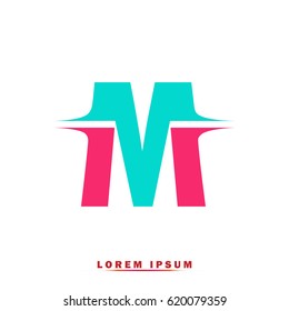 Letter M Elegant typographic blue and pink