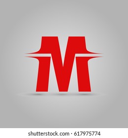 Letter M Elegant typographic red