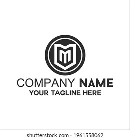 letter m emblem logo vector