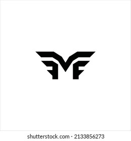 letter m f logo vector wing template