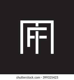 letter M and F monogram square shape logo white black background