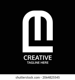 Letter M and letter F. Wite interwoven strips on a black background. For logos,symbol and monograms.