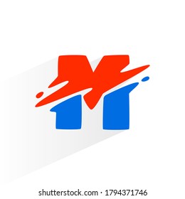 Letter M fast speed logo. Vector two part wave font for technology labels, game headlines, sport posters, etc.