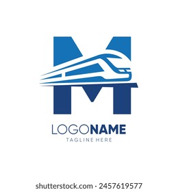 Letter M Fast Train Logo Design Vector Icon Graphic Illustration