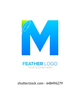 Letter M with Feather logo, Lawyer logotype for your Corporate identity