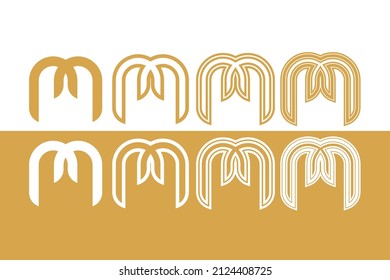 Letter M filled and outline variation logo design vector icon symbol template