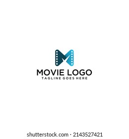 Letter M film logo design vector